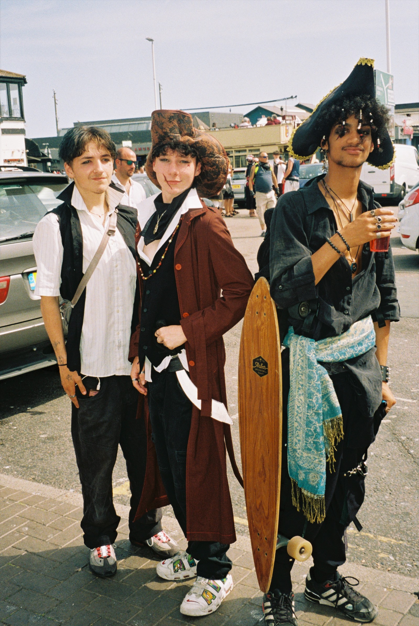 Three pirate fanatics on 'Pirate Day' in Hastings