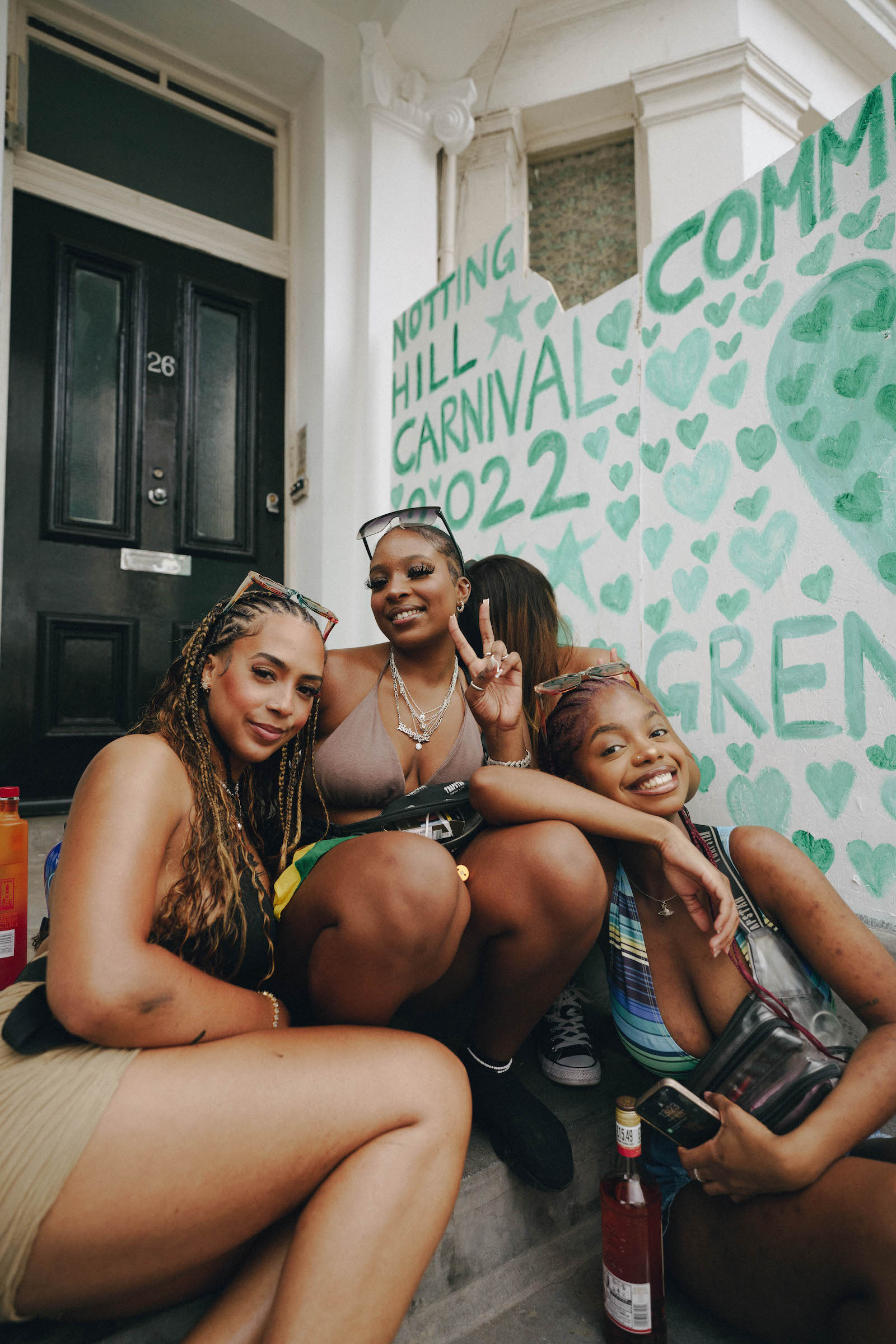 Three girls at Notting Hill Carnival 2022