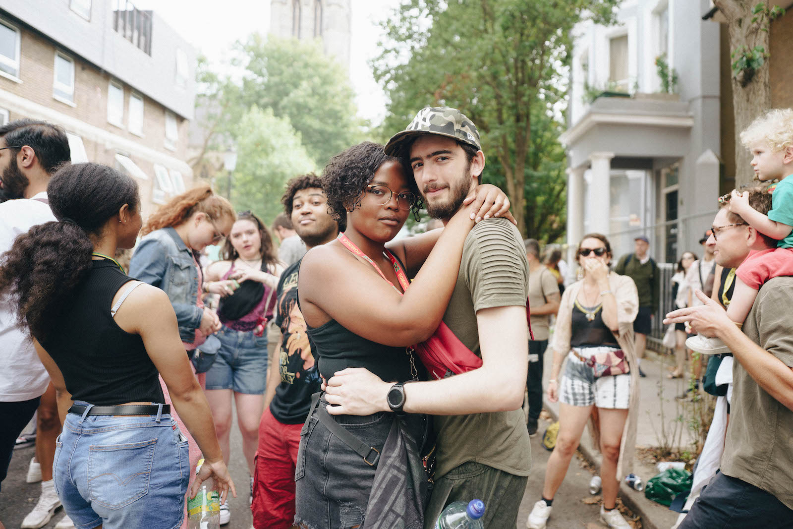 A couple embracing at Notting Hill Carnival 2022