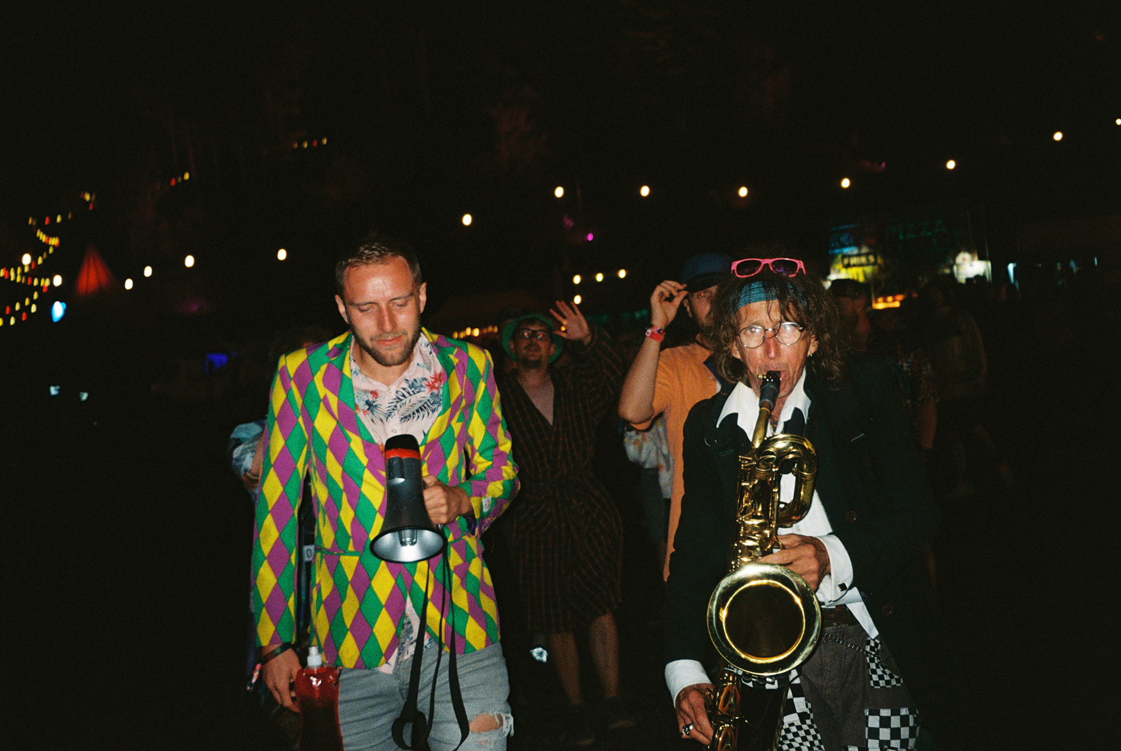 A photo of people dressed up at Boomtown festival.